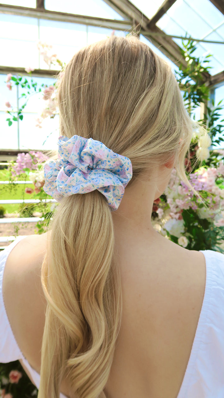 PASTEL PETALS - Printed Silk Scrunchie