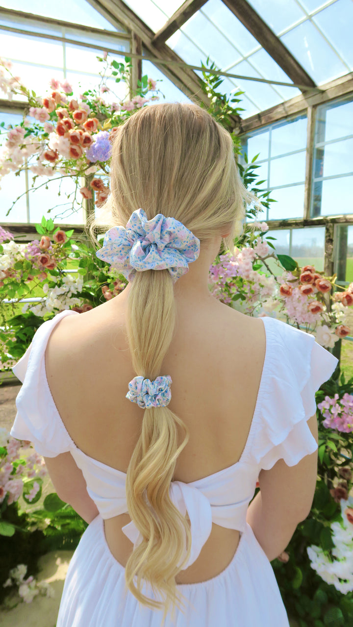 PASTEL PETALS - Printed Silk Scrunchie