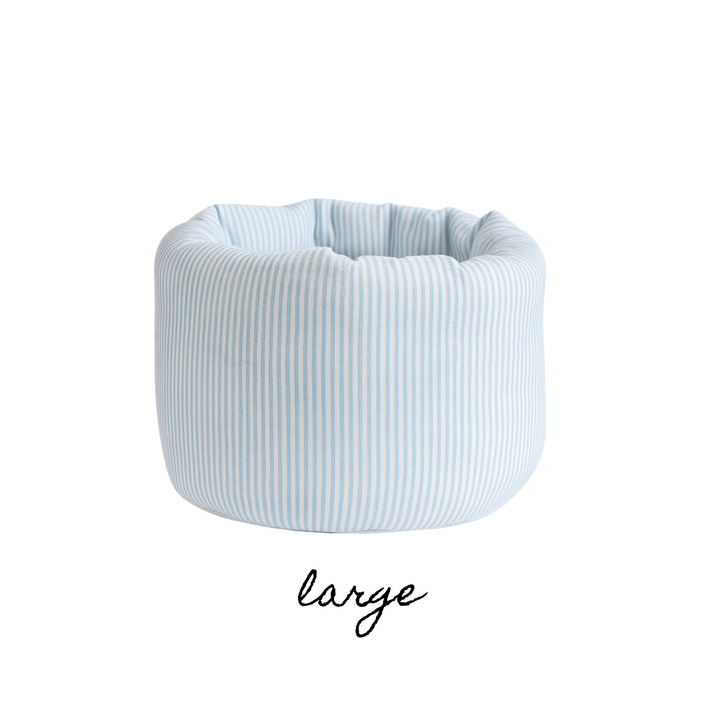 LARGE PUFF BUCKET ORGANIZER - BLUE STRIPES