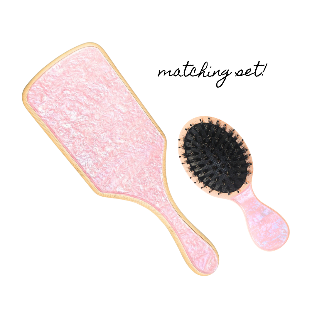 BAMBOO BOAR BRUSH SET - PINK CRUSH