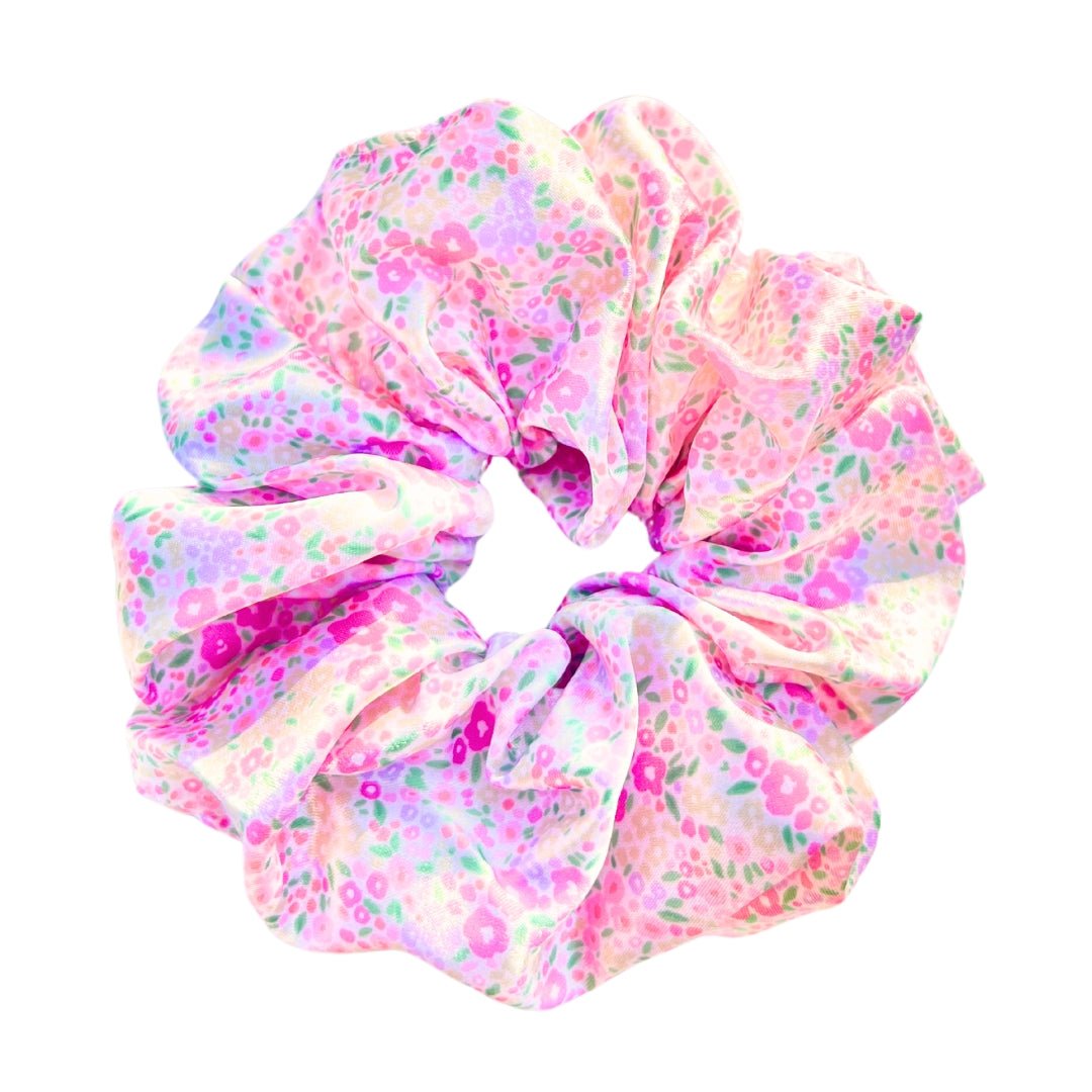 PINK & PURPLE FLORAL - Printed Silk Scrunchie – Beyond  display picture 1