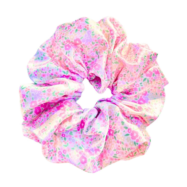 PINK & PURPLE FLORAL - Printed Silk Scrunchie - Beyond Scrunchies