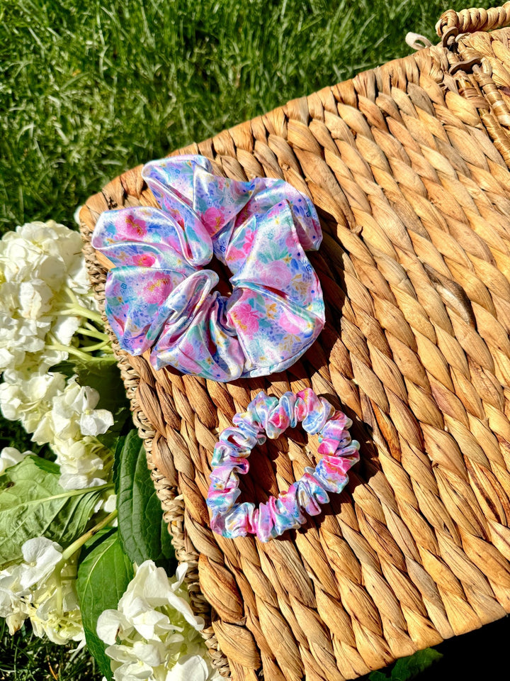 WATERCOLOR FLORAL - Printed Silk Scrunchie - Beyond Scrunchies