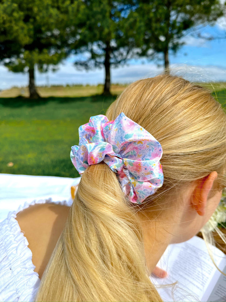 WATERCOLOR FLORAL - Printed Silk Scrunchie - Beyond Scrunchies