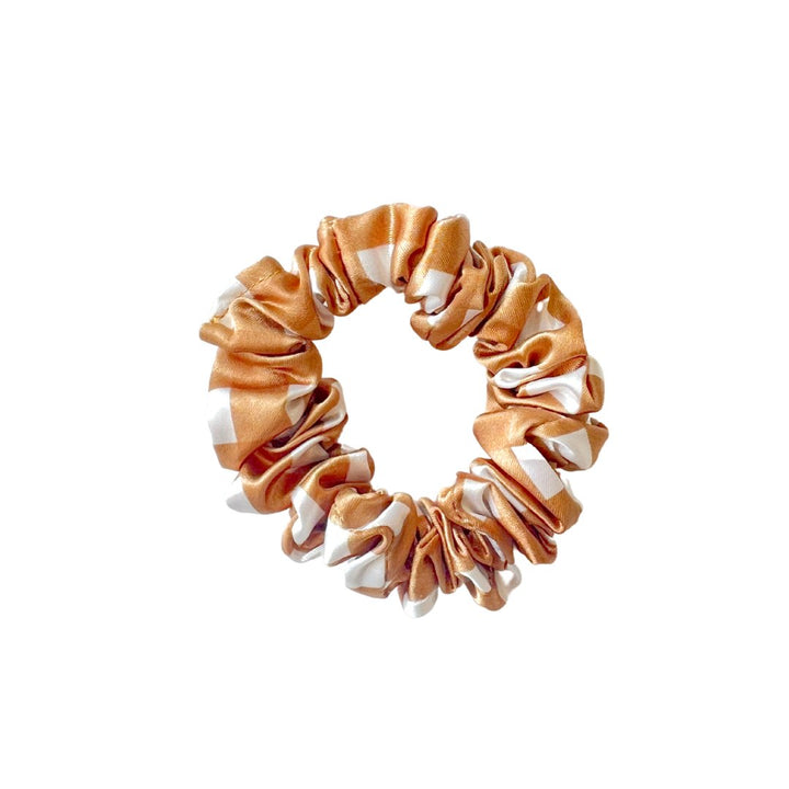 CARAMEL GINGHAM - Silk Skinny Scrunchie - Beyond Scrunchies