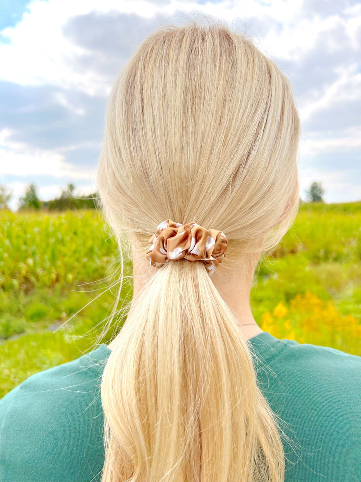 CARAMEL GINGHAM - Silk Skinny Scrunchie - Beyond Scrunchies