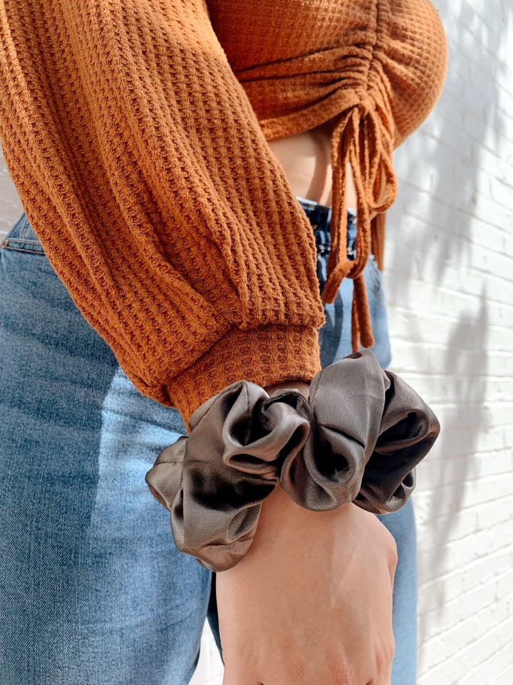 CHARCOAL - Mulberry Silk Scrunchie - Beyond Scrunchies