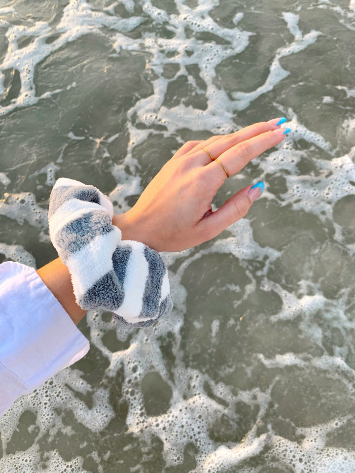GRAY & WHITE - Microfiber Towel Scrunchie - Beyond Scrunchies