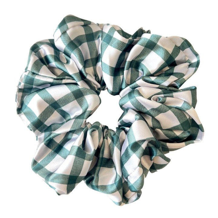 GREEN GINGHAM - Mulberry Silk Scrunchie - Beyond Scrunchies