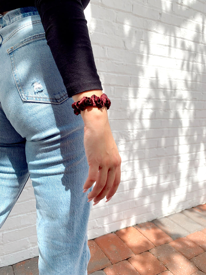 MAROON - Silk Skinny Scrunchie - Beyond Scrunchies