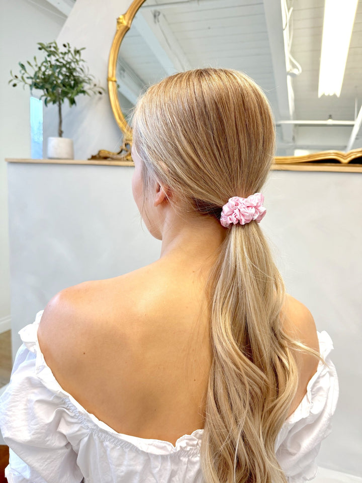 PINK GINGHAM - Silk Skinny Scrunchie - Beyond Scrunchies