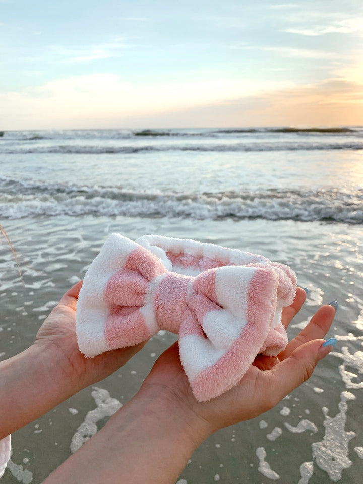 PINK & WHITE - Microfiber Towel Headband - Beyond Scrunchies