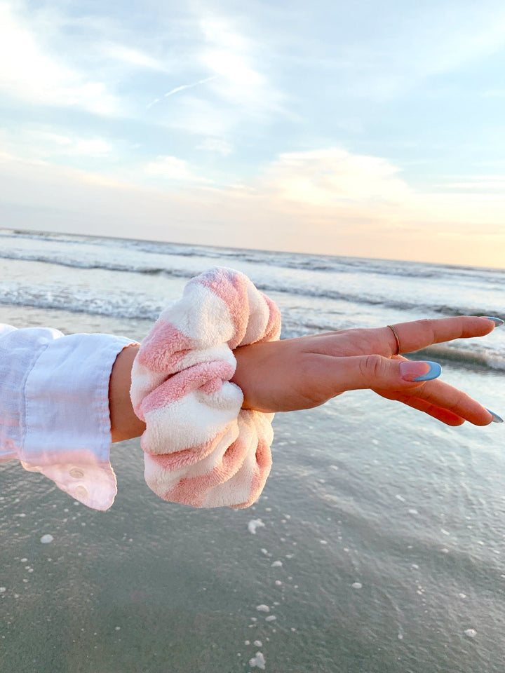 PINK & WHITE - Microfiber Towel Scrunchie - Beyond Scrunchies