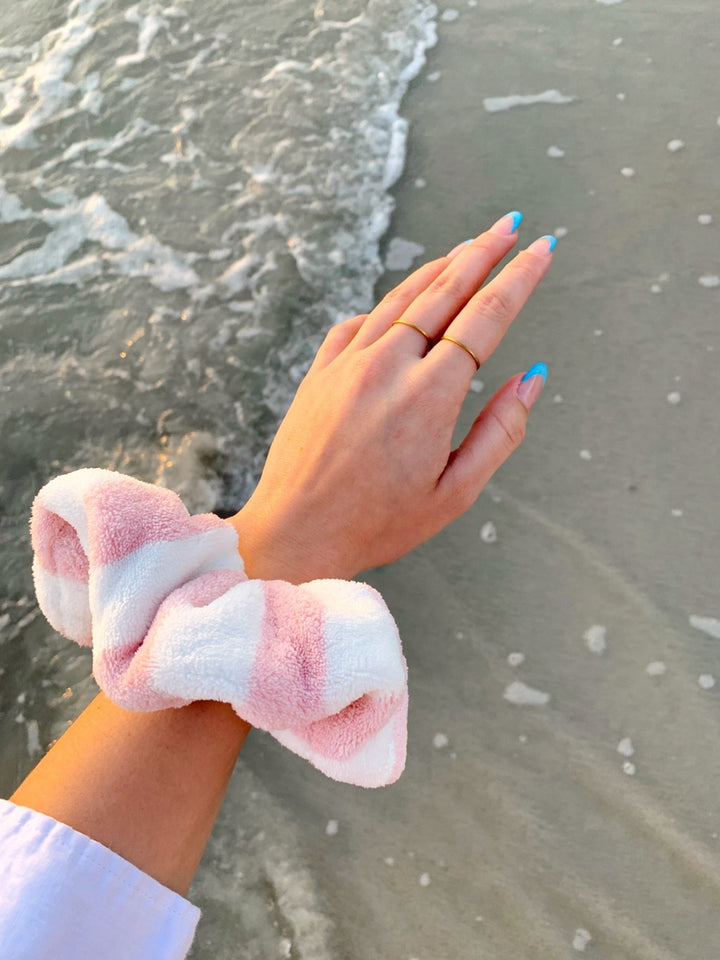 PINK & WHITE - Microfiber Towel Scrunchie - Beyond Scrunchies