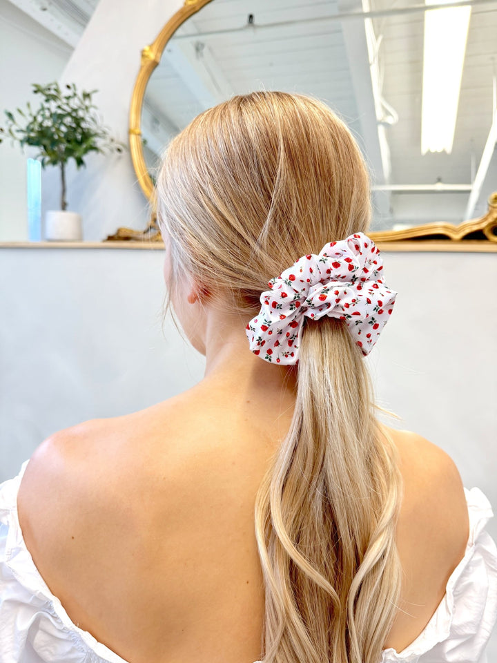 RED ROSES - Mulberry Silk Scrunchie - Beyond Scrunchies
