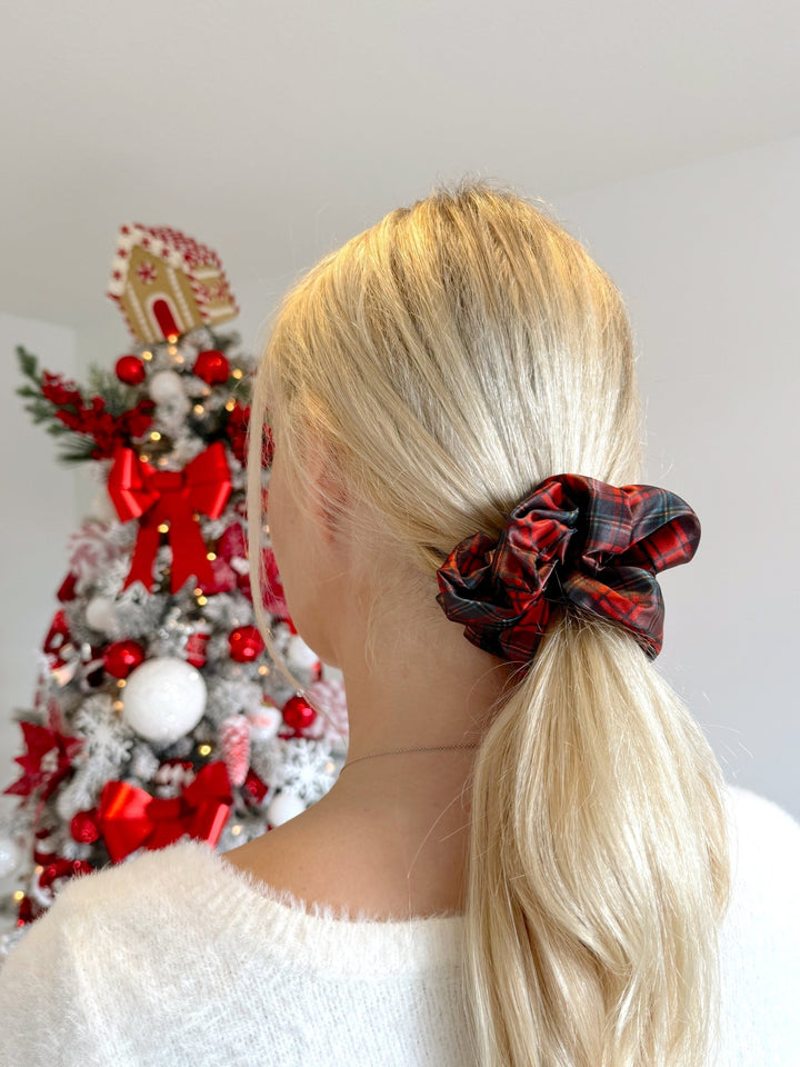 RED TARTAN - Mulberry Silk Scrunchie - Beyond Scrunchies