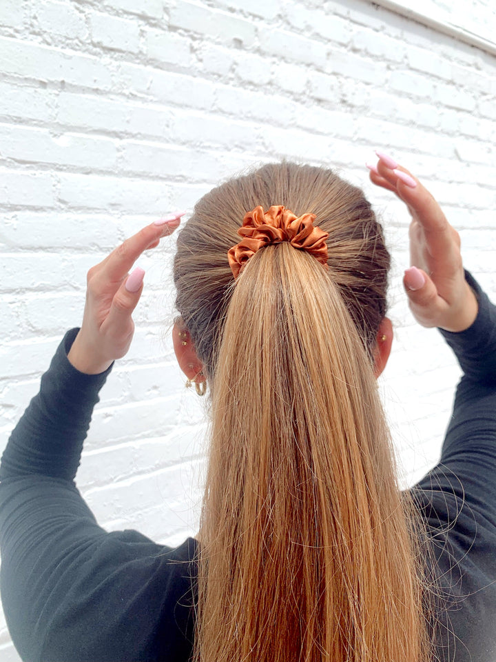 RUST - Silk Skinny Scrunchie - Beyond Scrunchies