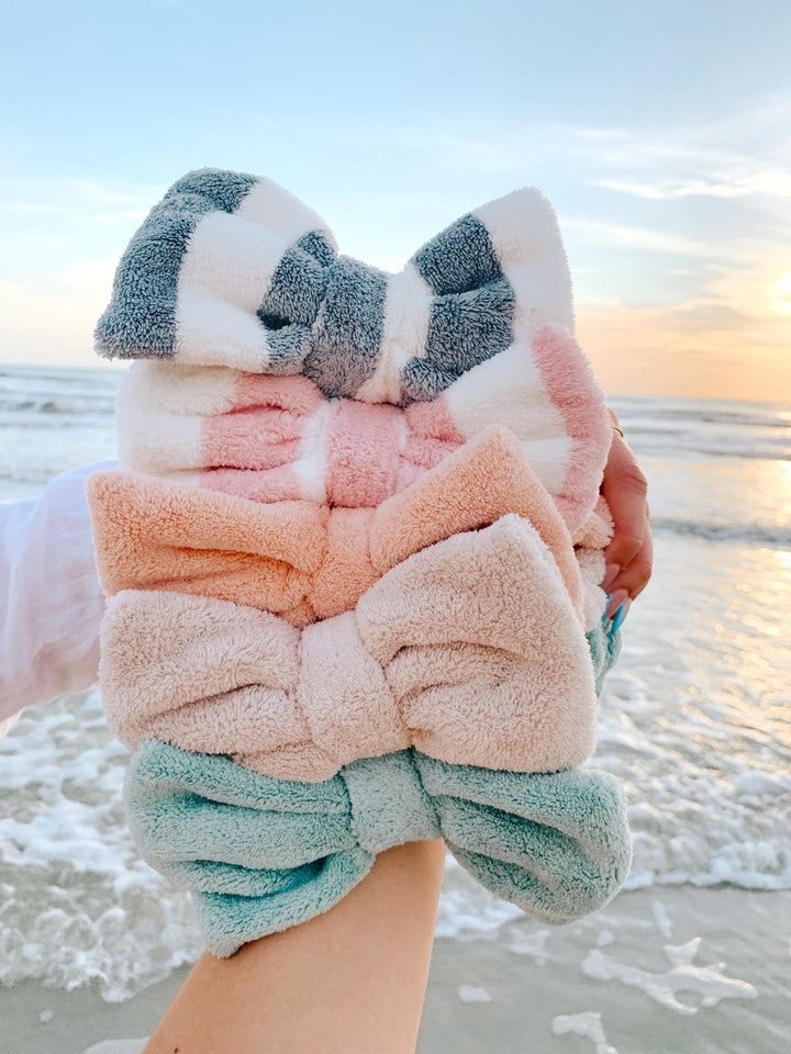 SET OF MICROFIBER TOWEL SCRUNCHIE & HEADBAND SET - Beige - Beyond Scrunchies