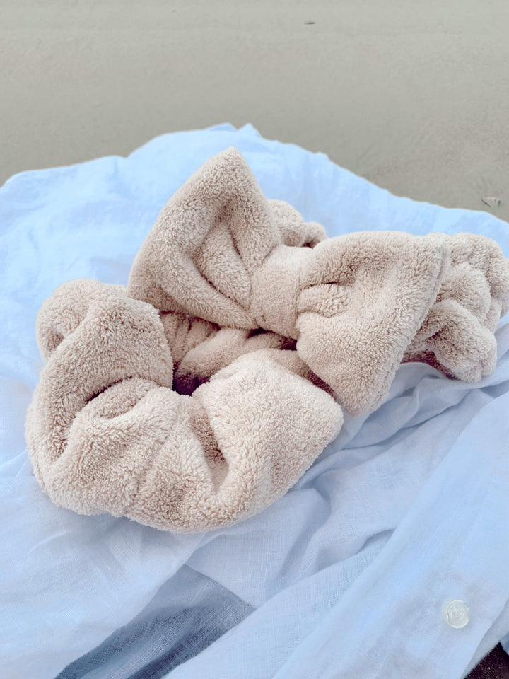 SET OF MICROFIBER TOWEL SCRUNCHIE & HEADBAND SET - Beige - Beyond Scrunchies