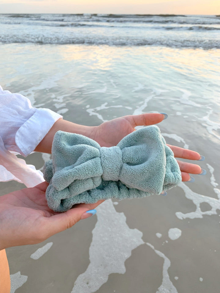 SET OF MICROFIBER TOWEL SCRUNCHIE & HEADBAND SET - Green - Beyond Scrunchies
