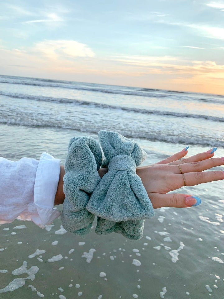 SET OF MICROFIBER TOWEL SCRUNCHIE & HEADBAND SET - Green - Beyond Scrunchies