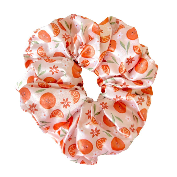 SMILEY ORANGES - Printed Silk Scrunchie - Beyond Scrunchies