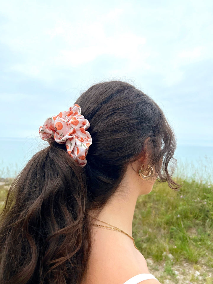 SMILEY ORANGES - Printed Silk Scrunchie - Beyond Scrunchies