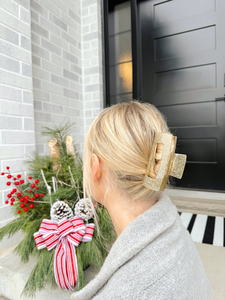 SQUARE CLAW CLIP - GOLD GLITTER - Beyond Scrunchies