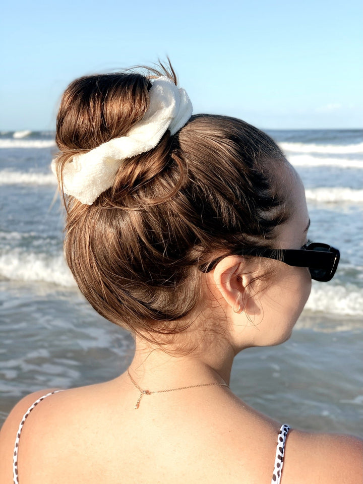 WHITE - Micro-Fibre Towel Scrunchie - Beyond Scrunchies
