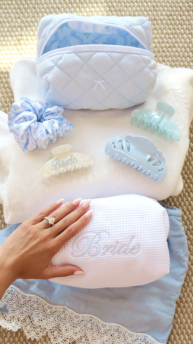 MEDIUM WAFFLE MAKEUP BAG - BRIDE
