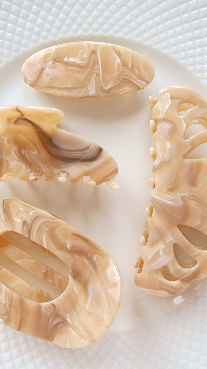 FRENCH BARRETTE - BEIGE CHIFFON