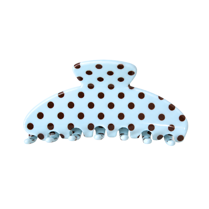 ROUNDED CLAW CLIP - BLUE POLKADOT