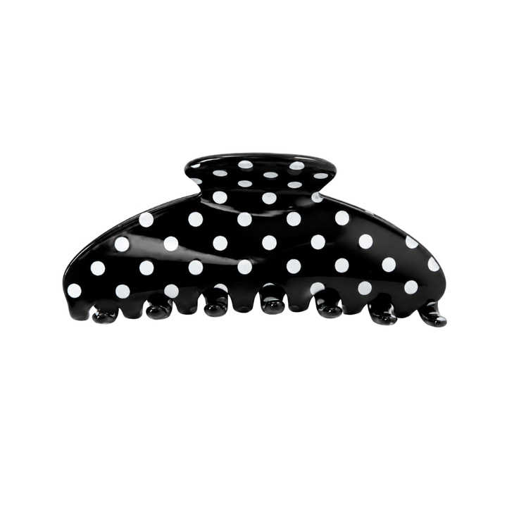 ROUNDED CLAW CLIP - BLACK POLKADOT