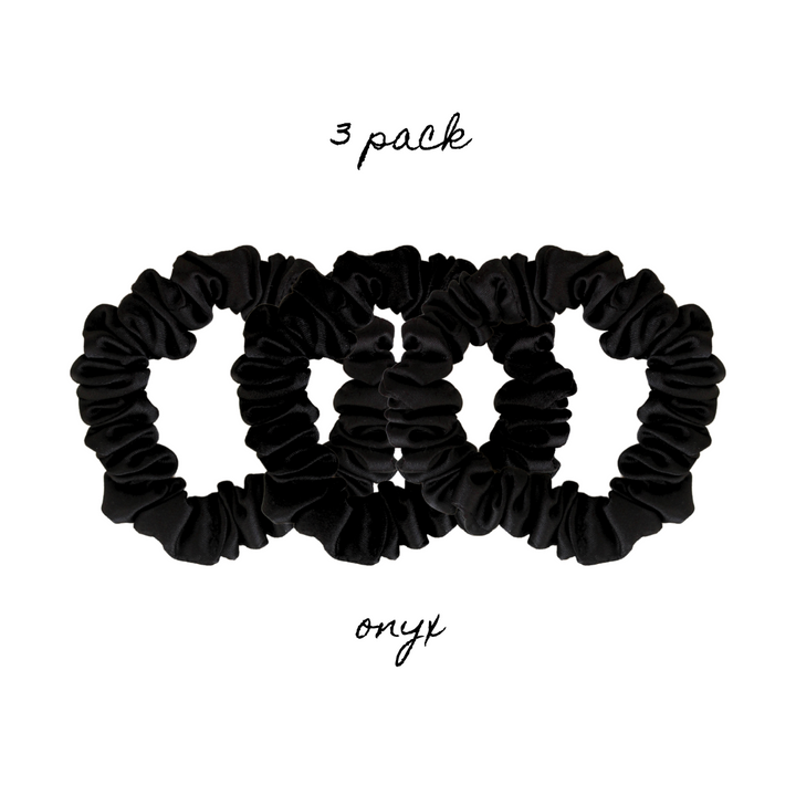 3 PACK OF SILK HAIR TIES - ONYX
