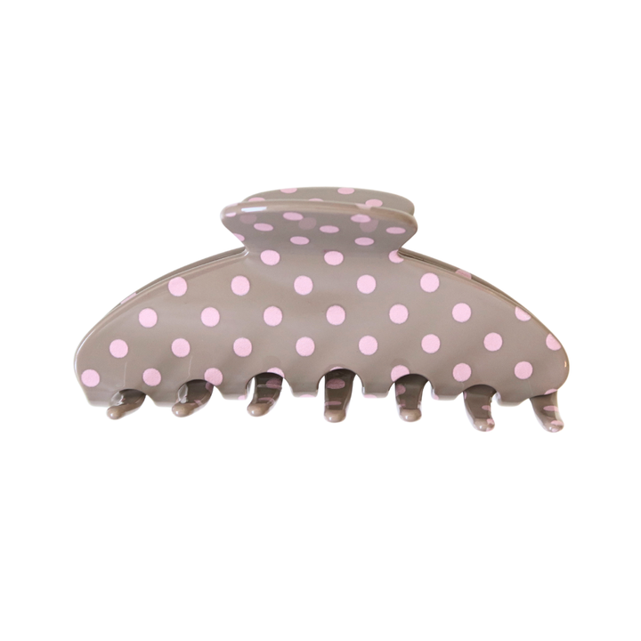 ROUNDED CLAW CLIP - PINK POLKADOT
