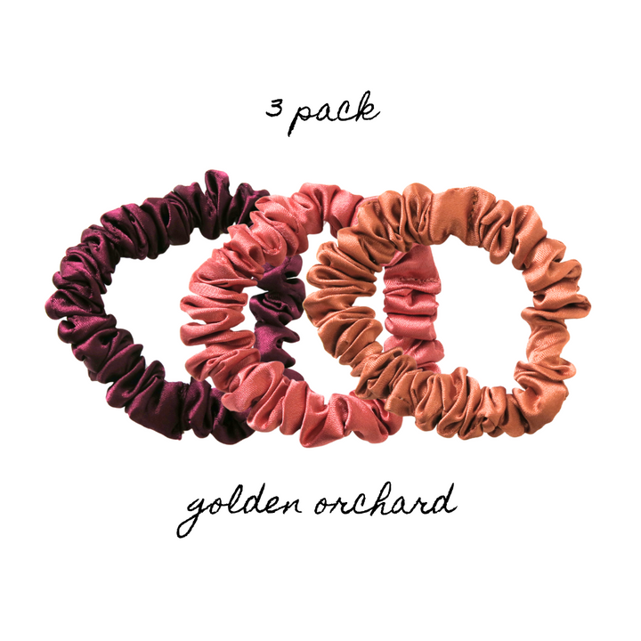 3 PACK OF SILK HAIR TIES - GOLDEN ORCHARD