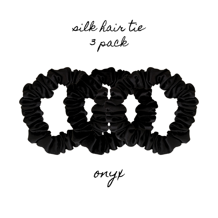 3 PACK OF SILK HAIR TIES - ONYX