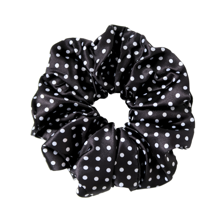 BLACK POLKADOT - Printed Silk Scrunchie