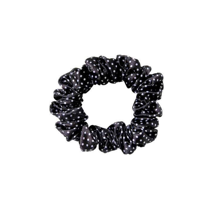 BLACK POLKADOT - Silk Skinny Scrunchie