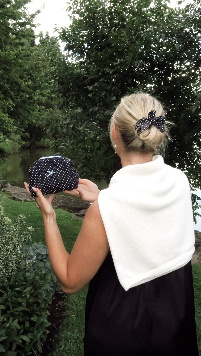 BLACK POLKADOT - Printed Silk Scrunchie