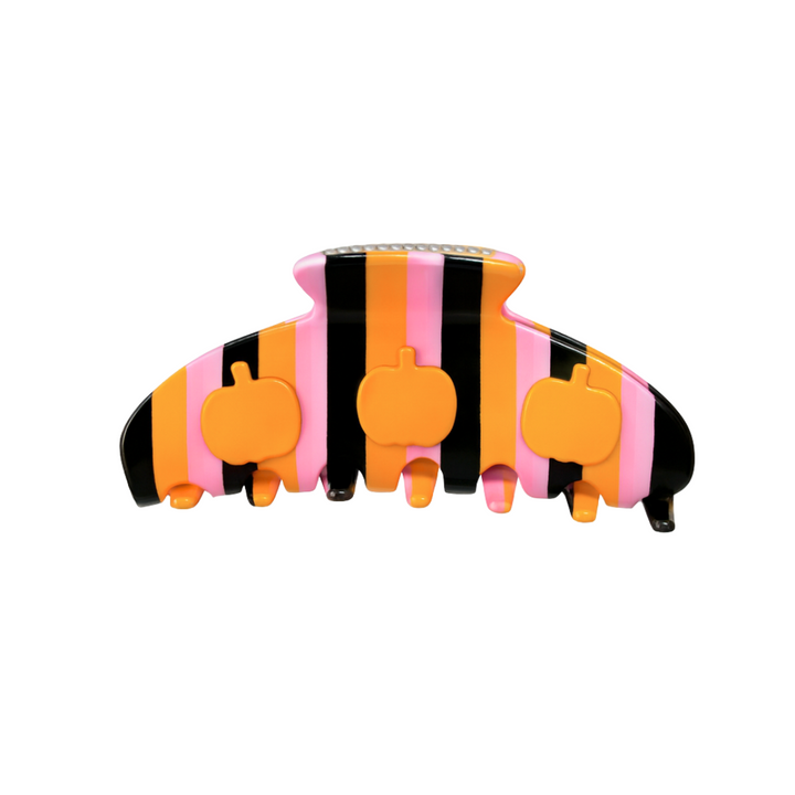 ROUNDED CLAW CLIP - PUMPKIN STRIPES