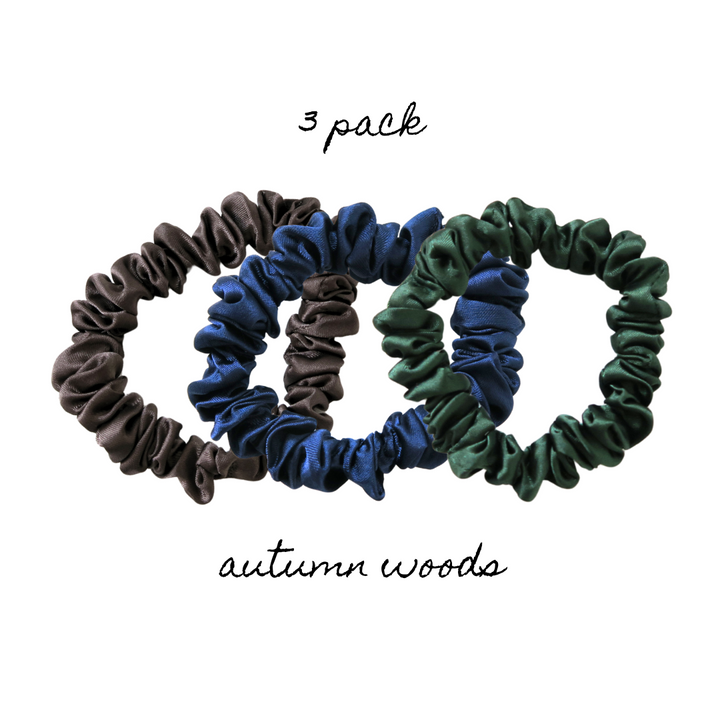 3 PACK OF SILK HAIR TIES - AUTUMN WOODS