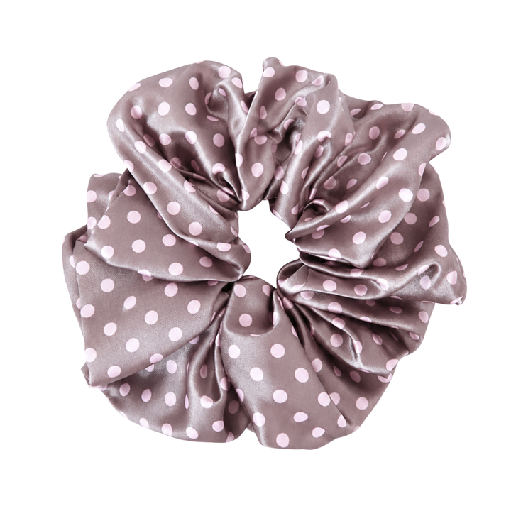 BROWN POLKADOT - Printed Silk Scrunchie