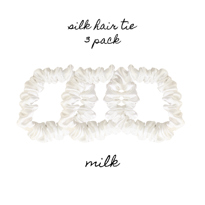 3 PACK OF SILK HAIR TIES - MILK