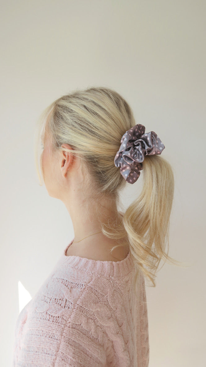 BROWN POLKADOT - Printed Silk Scrunchie