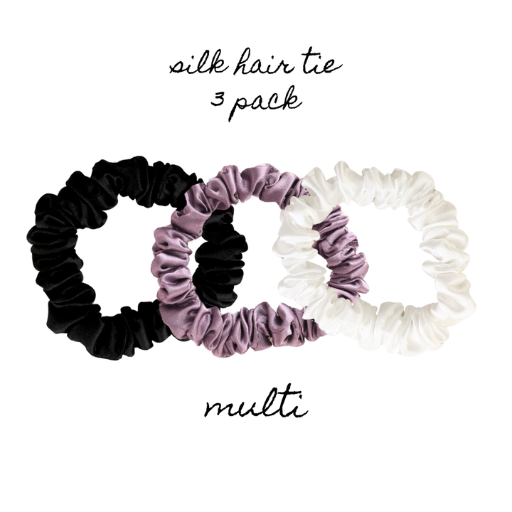 3 PACK OF SILK HAIR TIES - MULTI