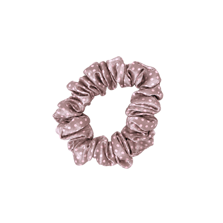 BROWN POLKADOT - Silk Skinny Scrunchie