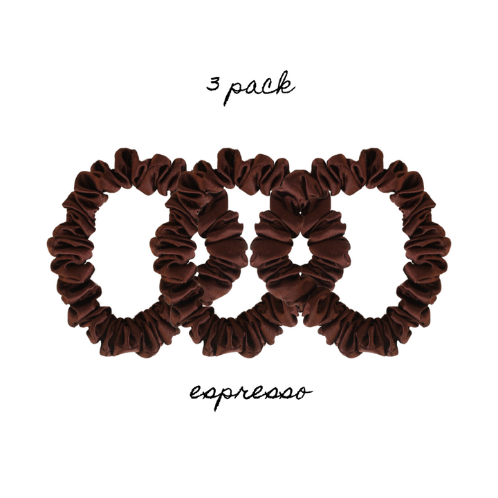 3 PACK OF SILK HAIR TIES - ESPRESSO
