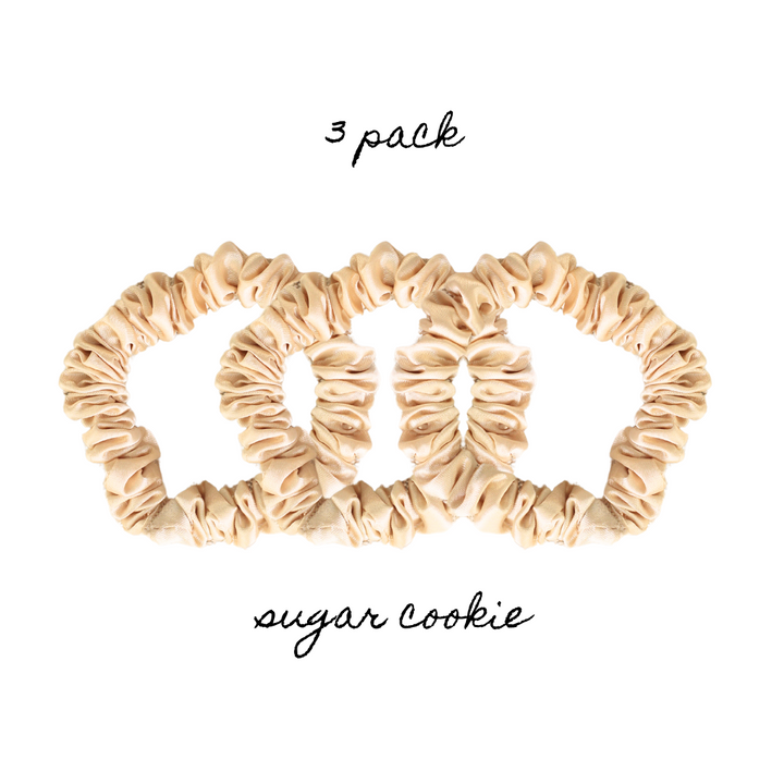 3 PACK OF SILK HAIR TIES - SUGAR COOKIE