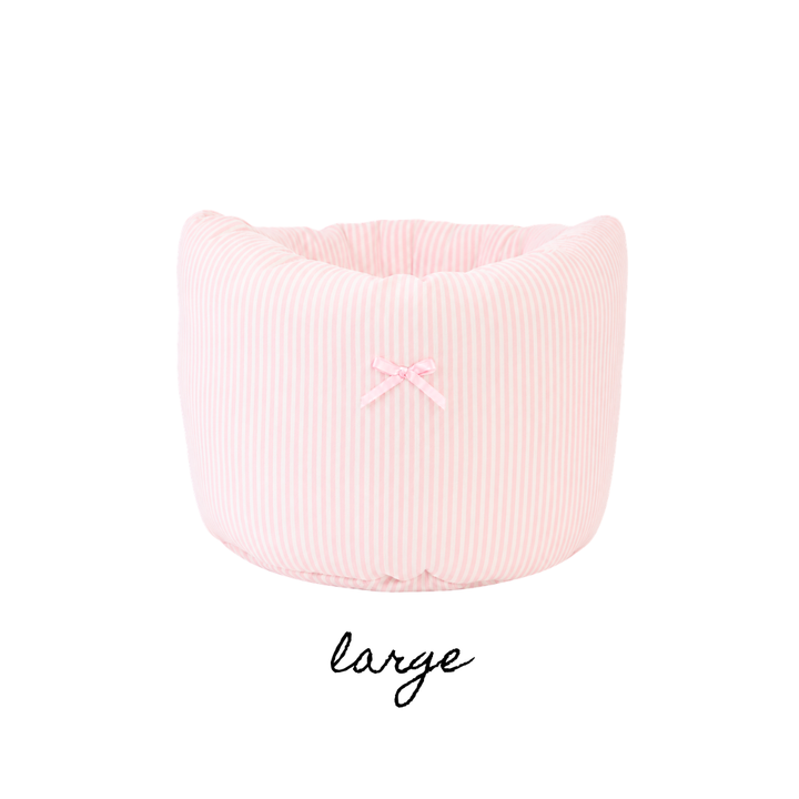 LARGE PUFF BUCKET ORGANIZER - PINK STRIPES